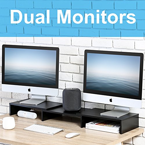 FITUEYES Elevador del Monitor Giratorio Soporte de Madera para 2 monitores DT108001WB