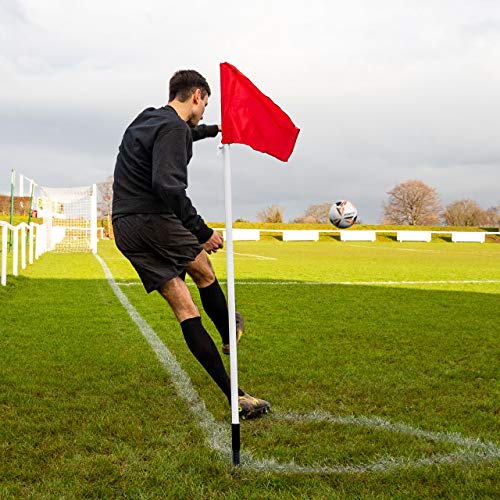 FORZA Banderines de Córner de Fútbol con Palos | Equipamiento para Campos de Fútbol – Base de Goma Opcional para Césped Artificial (Pack de 4 o 6) (Banderines de Córner, Pack de 4)