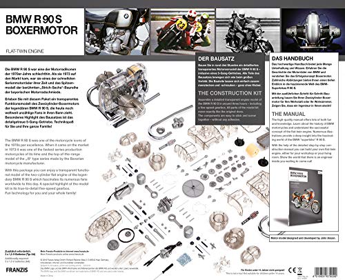 Franzis Verlag Boxermotor Kit de ingeniería para modelo clásico bicilíndrico de BMW R 90 S, 200 piezas, escala 1:2