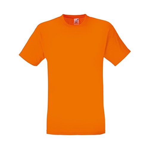 Fruit of the Loom - Camiseta Básica de Manga Corta de Calidad diseño Original Hombre Caballero (Grande (L)) (Naranja)