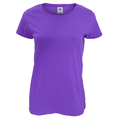 Fruit of the Loom - Camiseta de Manga Corta Ajustada Modelo Lady-Fit Original para Mujer (Mediana (M)) (Azul Celeste)