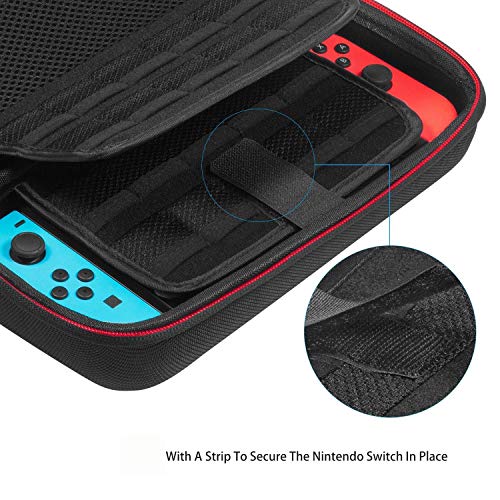 Funda para Nintendo Switch – Younik Versión mejorada Viaje rígida Case con más Espacio de almacenamiento para 19 Juegos, oficial adaptador de AC y otros accesorios Nintendo Switch