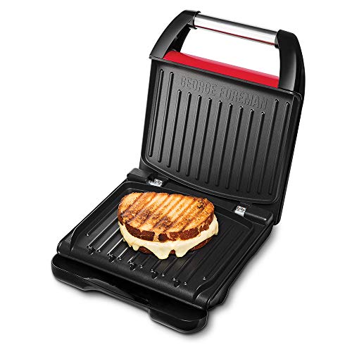 George Foreman 25030-56 Barbacoa de fitness, 1200 W, acero inoxidable, rojo