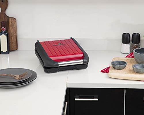 George Foreman 25030-56 Barbacoa de fitness, 1200 W, acero inoxidable, rojo