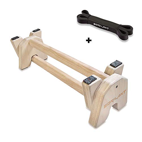 Gorilant - Soporte para Flexiones, Bandas de Resistencia, Elástica, Paralelas de Calistenia, Barra de Madera 45CM, progresiones, Entrenamiento en Parque, Crossfit