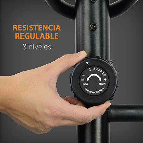 gridinlux. Bicicleta Elíptica Multifuncional. Doble Manillar Ergonómico, Pulsómetro, Pantalla LCD, Freno Magnético, Intensidad Regulable, 8 Niveles