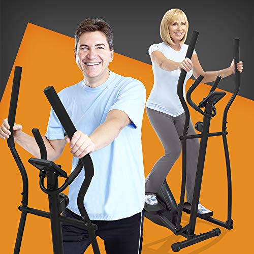 gridinlux. Bicicleta Elíptica Multifuncional. Doble Manillar Ergonómico, Pulsómetro, Pantalla LCD, Freno Magnético, Intensidad Regulable, 8 Niveles