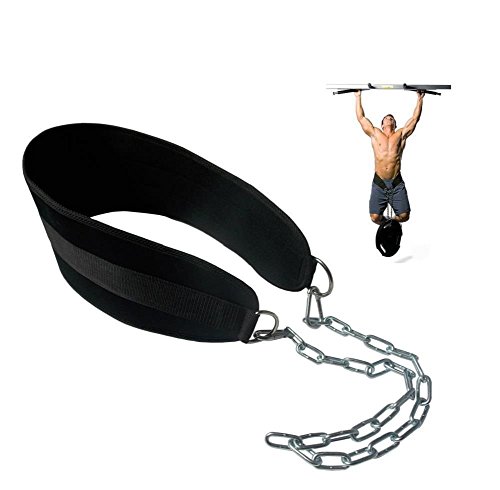 Grofitness Pull-up cinturón con Peso Dip cinturón con Cadena Doble D-Ring Levantamiento de Pesas Espalda Apoyo Correa Gimnasio en casa Equipo Cintura cinturón