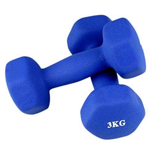 Guoqunshop Mancuernas/Ejercicio Fitness Workout Esmerilado plástico Pesas for Hombres y Mujeres con Mancuernas Campanilla Azul 6 Kg (3 kg * 2) Deportes Fitness Equipment Inicio Fitness con Mancuernas