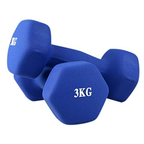 Guoqunshop Mancuernas/Ejercicio Fitness Workout Esmerilado plástico Pesas for Hombres y Mujeres con Mancuernas Campanilla Azul 6 Kg (3 kg * 2) Deportes Fitness Equipment Inicio Fitness con Mancuernas