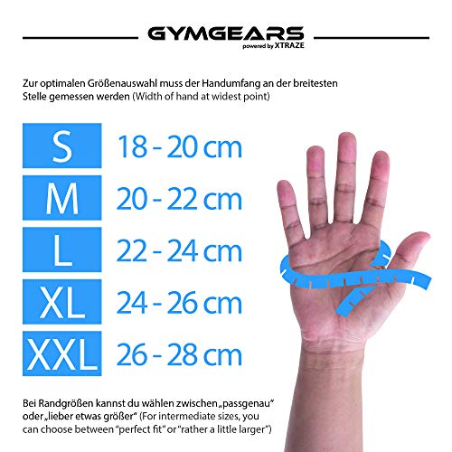 GYMGEARS® Guantes de Entrenamiento para Mujeres y Hombres - Guantes Fitness para Entrenamiento Fuerza, Culturismo, con Pesas y Entrenamiento Crossfit - Unisex (M: 20-22 cm, Negro)