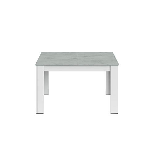 Habitdesign 0L4586A - Mesa de Comedor Extensible, Mesa salón o Cocina, Acabado en Color Blanco Artik y Gris Cemento, Modelo Kendra, Medidas: 140-190 cm (Largo) x 90 cm (Ancho) x 78 cm (Alto)