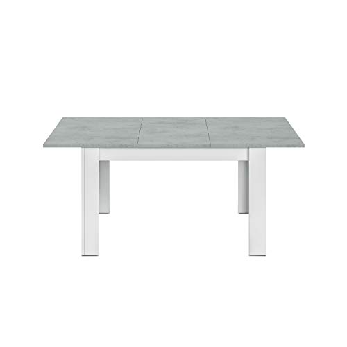 Habitdesign 0L4586A - Mesa de Comedor Extensible, Mesa salón o Cocina, Acabado en Color Blanco Artik y Gris Cemento, Modelo Kendra, Medidas: 140-190 cm (Largo) x 90 cm (Ancho) x 78 cm (Alto)