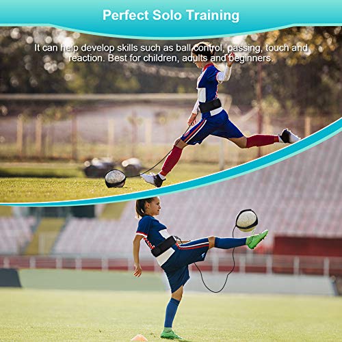 Haofy Fútbol Trainer, Voleibol Servir Equipos, Equipo de Entrenamiento de fútbol Manos Libres Práctica en Solitario con cinturón Cuerda elástica # 3# 4# 5 balones de fútbol para niños Adultos