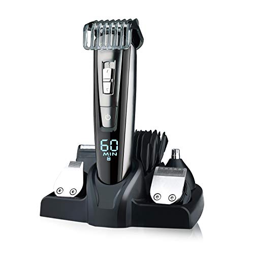 Hatteker Barbero Electrico Cortapelos Profesional Hombre Cortador Pelo Cortadora de Pelo Recargable Máquina de Afeitar Recortadora Barba y Precisión Impermeable 5 en 1