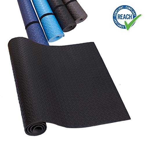 HD Fitness FM2000BLK Esterilla de Yoga Antideslizante - Colchoneta Antideslizante para Gimnasio, Pilates, máquinas para Hacer Ejercicio - Color Negro – 200x100cm