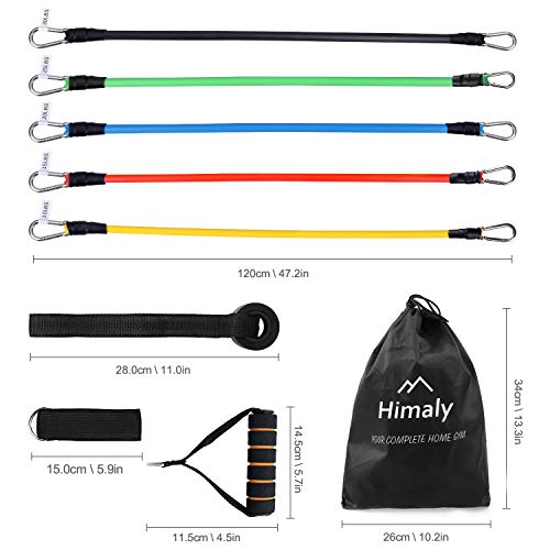 Himaly Bandas Ejercicio, Banda Elástica de Resistencia Juego de 5 Cintas Elásticas Set Cintas Elásticas Fitness Para Yoga, CrossFit, Pilates Fuerza, Movilidad, Entrenamiento Gimnasio 5 PCS