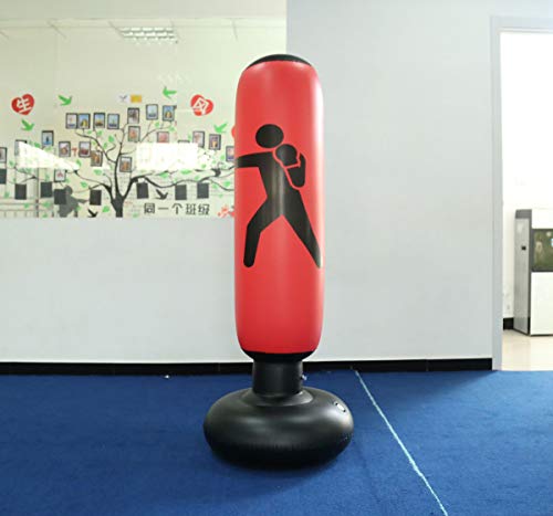 Himifuture - Saco de boxeo hinchable de 160 cm, con soporte, para fitness, color rojo vino