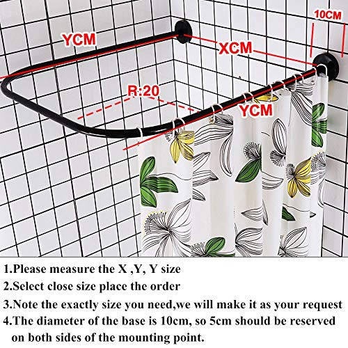 HJHY@ Barra Cortina Ducha Esquina Extensible, Barra Cortina Ducha Curva en Forma de U, Barra Cortina Ducha Bañera Acero Inoxidable, para Baño, Tienda De Ropa, Negro 32 to 47X35X32 to 47in