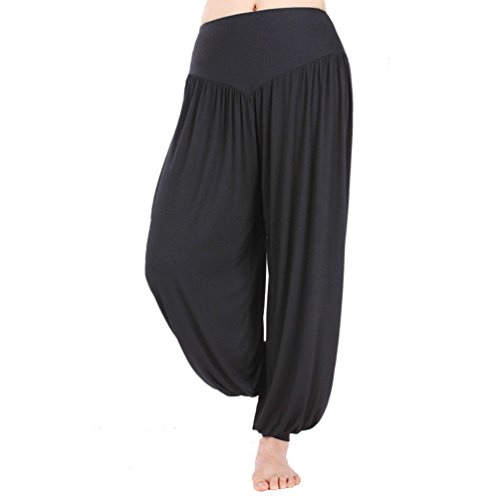 Hoerev Pantalón ancho de Yoga, tejido elástico muy suave -  negro -