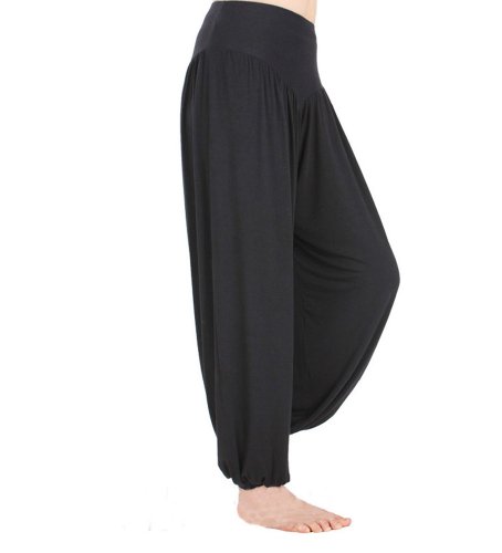 Hoerev Pantalón ancho de Yoga, tejido elástico muy suave, Negro