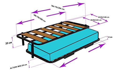 HOGAR 24 Cama Nido con 2 somieres Estructura Reforzada Doble Barra Superior + patas, Acero, 90x190 cm