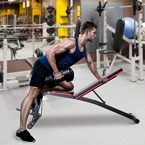 HOMCOM Banco de Mancuerna Plegable Inclinable Banco de Pesas Musculación Multifuncional para Entrenamiento Completo Máquina de Fitness Gimnasio Hogar