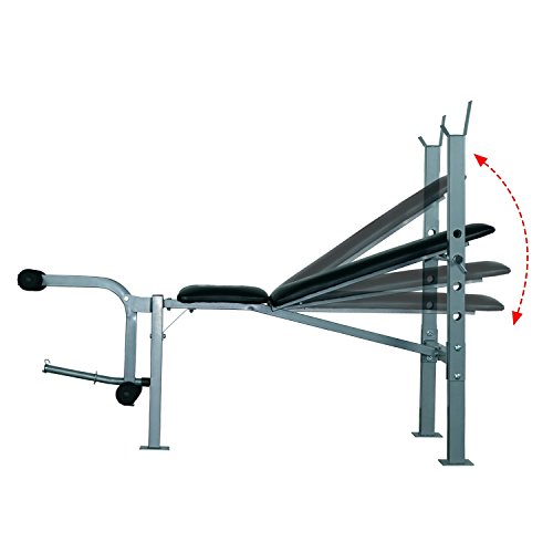 HOMCOM Banco de Musculación Banco de Pesas Maquina de Fitness Entrenar Musculos 165x68x114cm con Respaldo Regulable Espuma