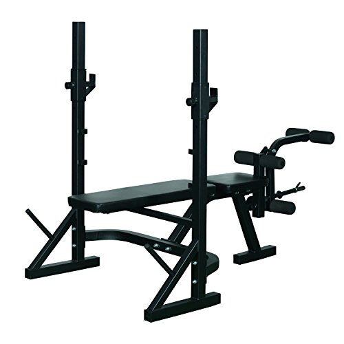 HOMCOM Banco de Pesas Entrenamiento de Musculación Fitness con Respaldo Regulable 175x98x30cm Color Negro