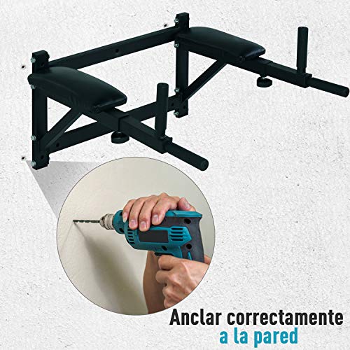 HOMCOM - Barra de musculacion para Pared dominadas Flexiones en casa