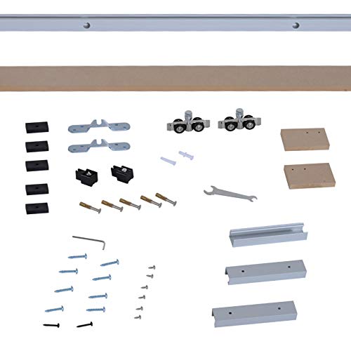 HOMCOM Kit Instalacion Puerta Corredera Madera Riel Aleacion Aluminio Puertas Corredizas