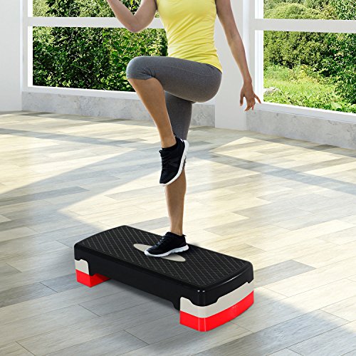 HOMCOM Step Fitness Tabla Stepper Aerobic Deporte Gimnasia Altura Regulable 2 Niveles…