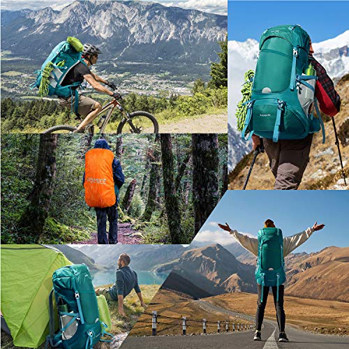 HOMIEE Mochila de Senderismo de 50 litros, Macutos de Senderismo Impermeable Multifuncional, Mochilas de caminoso para Senderismo, Viaje, Deportes al Aire Libre, etc (Mochila de Color Esmeralda)