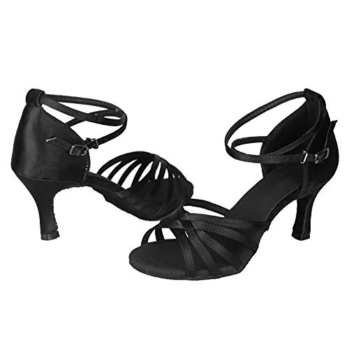 HROYL Zapatos de Baile Latino Mujer Salsa Tango Bachata Vals Zapatos de Baile de Salon,213-Negro-7, EU 38