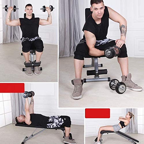 HSBAIS Ajustable Banco Pesas, Compacto Banco de Ejercicio Entrenamiento Ejercicios Plano/Declinado/Inclinado Banco de Musculación,Black_113*45 * 48cm