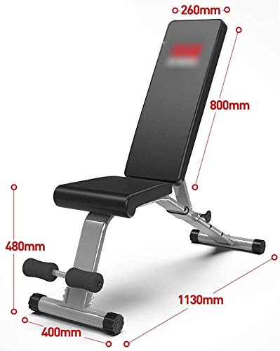 HSBAIS Ajustable Banco Pesas, Compacto Banco de Ejercicio Entrenamiento Ejercicios Plano/Declinado/Inclinado Banco de Musculación,Black_113*45 * 48cm