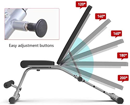 HSBAIS Ajustable Banco Pesas, Compacto Banco de Ejercicio Entrenamiento Ejercicios Plano/Declinado/Inclinado Banco de Musculación,Black_113*45 * 48cm