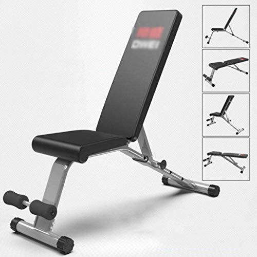 HSBAIS Ajustable Banco Pesas, Compacto Banco de Ejercicio Entrenamiento Ejercicios Plano/Declinado/Inclinado Banco de Musculación,Black_113*45 * 48cm