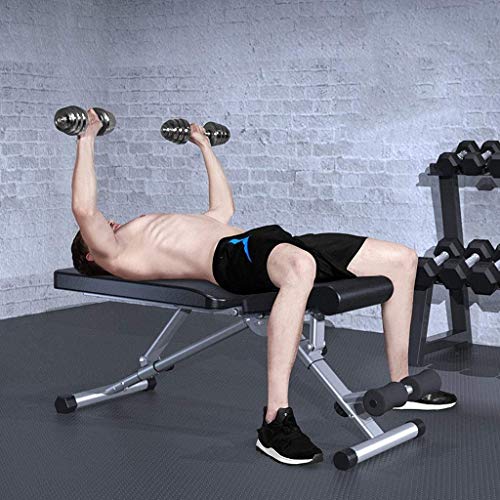 HSBAIS Banco Pesas Ajustable, Compacto Banco de Ejercicio Plano/Declinado/Inclinado Banco de Musculación Sistema para Entrenar los Abdominales,Black