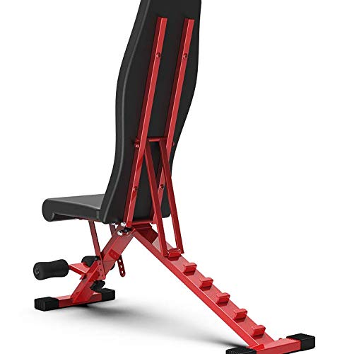 HSBAIS Banco Pesas Asiento Regulable, Plegable Banco de Ejercicio Compacto Banco de Fitness Diseño Antideslizante Banco de Musculación Sistema,Red