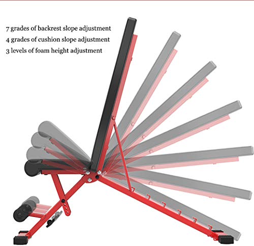 HSBAIS Banco Pesas Asiento Regulable, Plegable Banco de Ejercicio Compacto Banco de Fitness Diseño Antideslizante Banco de Musculación Sistema,Red