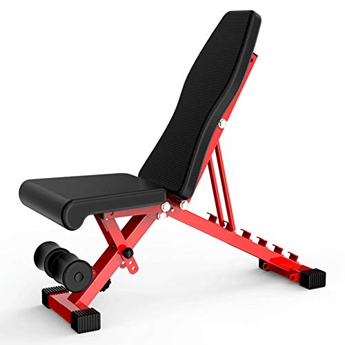 HSBAIS Banco Pesas Asiento Regulable, Plegable Banco de Ejercicio Compacto Banco de Fitness Diseño Antideslizante Banco de Musculación Sistema,Red