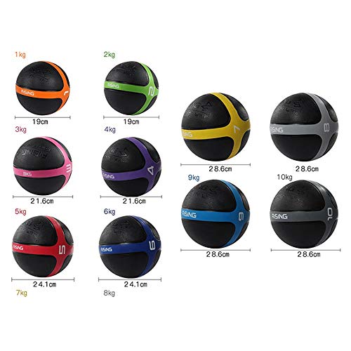 Hua Pelota Medicinal Balón De Medicina De Goma De Color, Balón De Alta Elasticidad, Equipo De Entrenamiento De Fuerza Muscular para Gimnasio En Casa, 1kg, 2kg, 3kg, 4kg, 5kg, 6kg, 7kg, 8kg, 9kg, 10kg