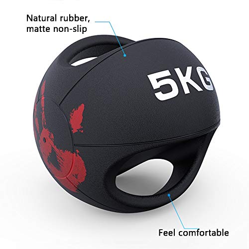 Hua Pelota Medicinal Balón Medicinal para Ejercicios, Balón De Goma De Doble Asa, Balón Hinchable De Entrenamiento De Fuerza para Gimnasio En Casa, 3kg, 4kg, 5kg, 6kg, 7kg, 8kg, 9kg, 10kg, 12kg