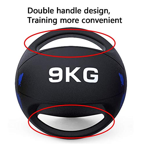 Hua Pelota Medicinal Balón Medicinal para Ejercicios, Balón De Goma De Doble Asa, Balón Hinchable De Entrenamiento De Fuerza para Gimnasio En Casa, 3kg, 4kg, 5kg, 6kg, 7kg, 8kg, 9kg, 10kg, 12kg