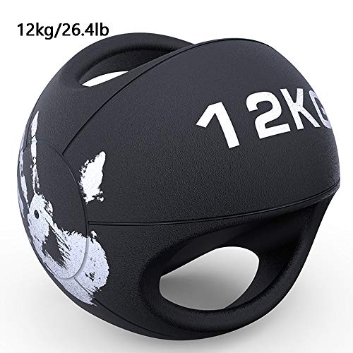 Hua Pelota Medicinal Balón Medicinal para Ejercicios, Balón De Goma De Doble Asa, Balón Hinchable De Entrenamiento De Fuerza para Gimnasio En Casa, 3kg, 4kg, 5kg, 6kg, 7kg, 8kg, 9kg, 10kg, 12kg