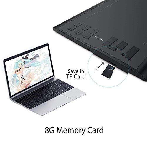 HUION New 1060PLUS Tableta Grafica, 8192 Niveles, 5080LPI, Tamaños Grandes, Tableta Gráfica con 12+16 Llaves Expresas, Portátil para Pintar, Dibujar y Editar Photos, Compatible con Windows & Mac