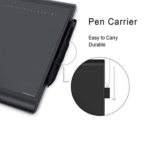 HUION New 1060PLUS Tableta Grafica, 8192 Niveles, 5080LPI, Tamaños Grandes, Tableta Gráfica con 12+16 Llaves Expresas, Portátil para Pintar, Dibujar y Editar Photos, Compatible con Windows & Mac