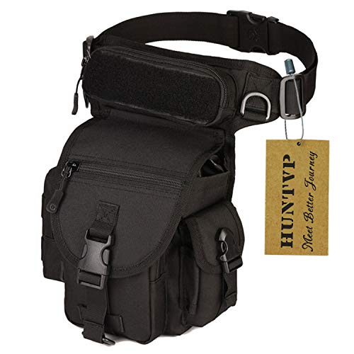 Huntvp Bolsa de Pierna Bolsa Táctical Militar Impermeable para Correr Senderismo Ciclismo Camping Caza, Negro/Verde/Marrón/Camuflaje