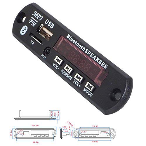 ICQUANZX DC 12V Bluetooth Decodificador de MP3 MP3 Módulo de Audio USB 3.5 MM AUX TF FM Radio FLAC + WAV + WMA + MP3 (versión TF)